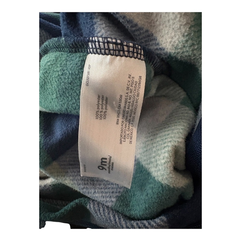 Carters Baby Boy 9M Fleece Footed Pajamas 2 Pack Plaid Arctic Animal Sleepers - Picture 4 of 5